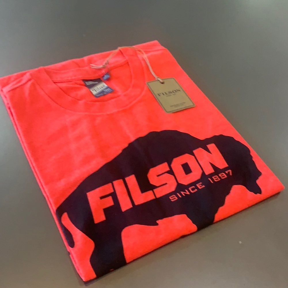 Filson Red Short Sleeve Logo Tee with Black Graphic